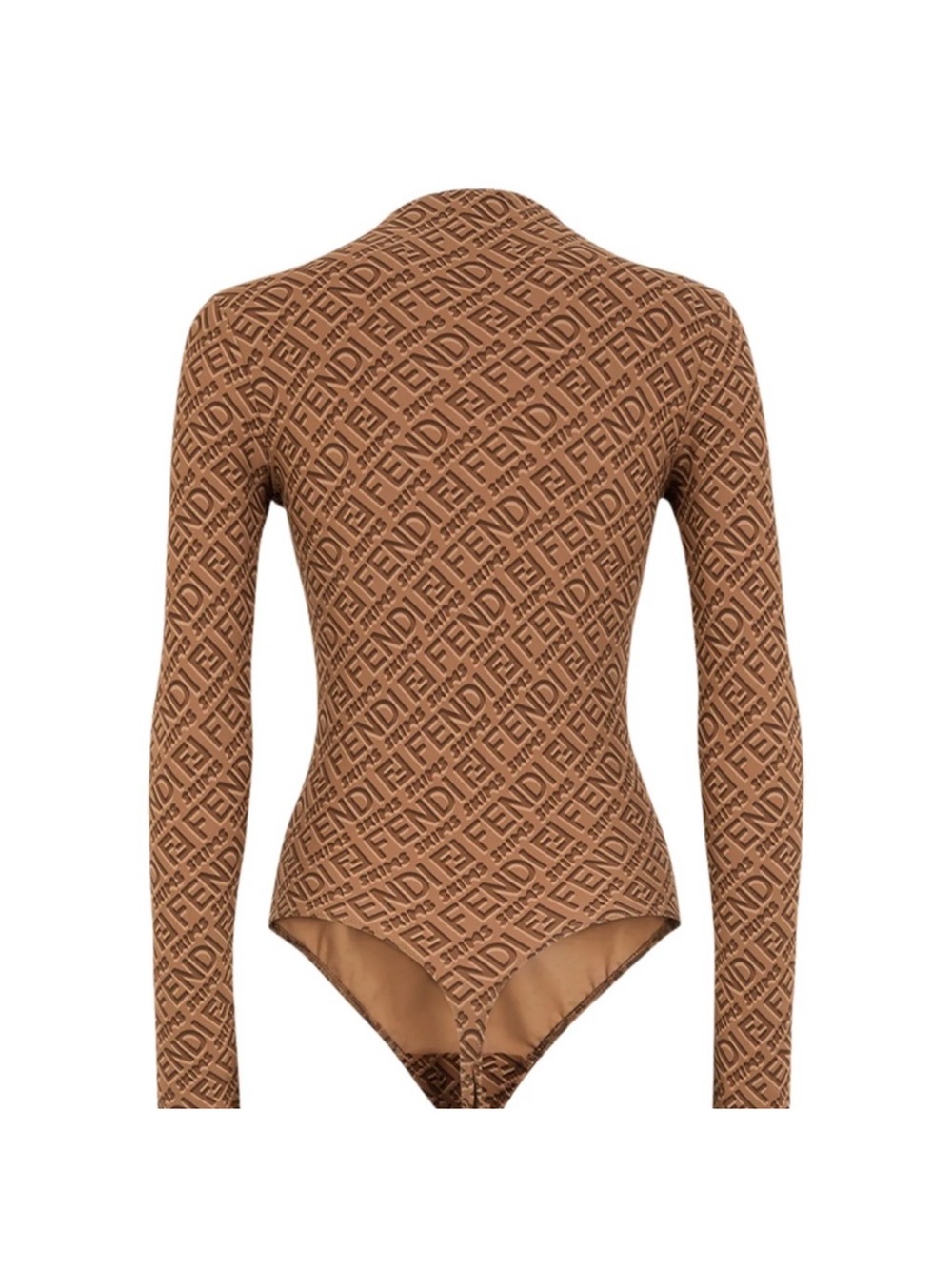 Fendi X Skims Brown FF Jacquard Long-Sleeve Bodysuit - Picture 2 of 4